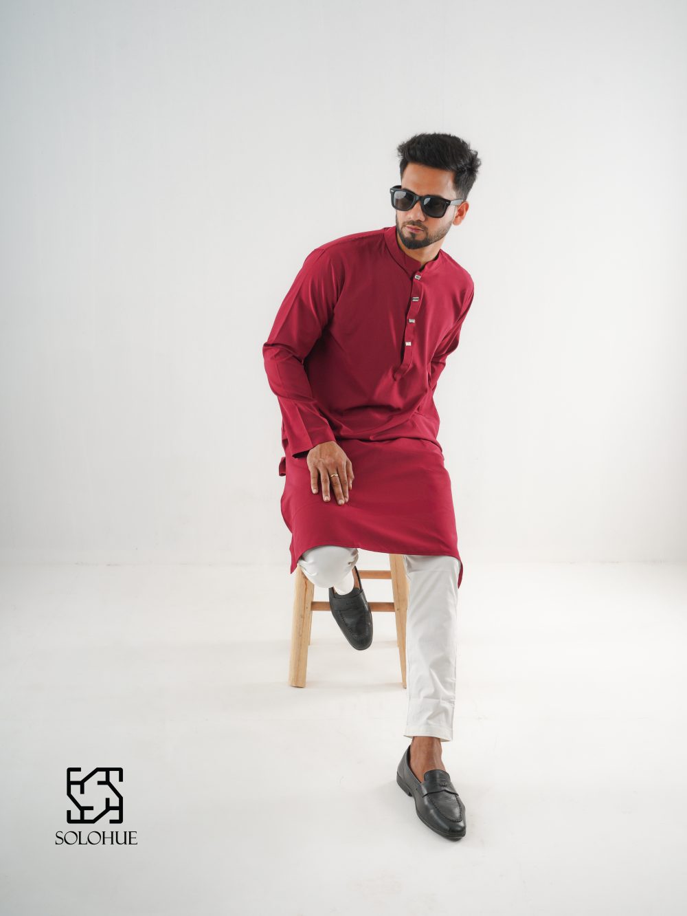 Classic rich maroon kurta - Image 2