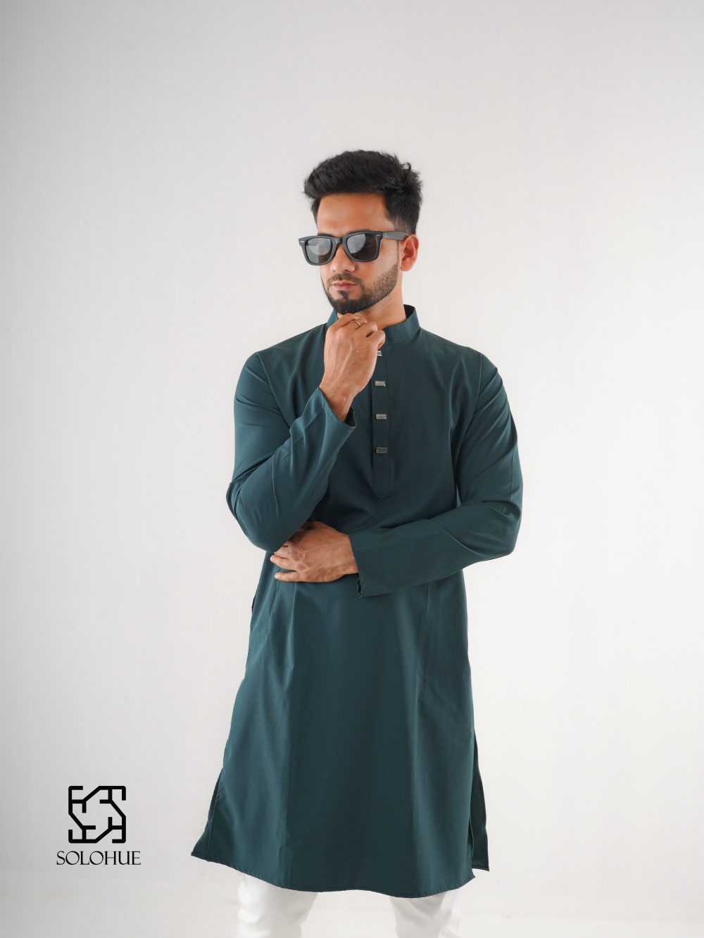 Classic Deep Teal Kurta - Image 2